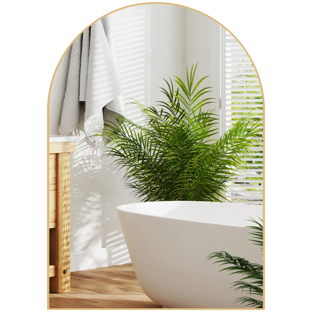 Specchio da Parete Arcuato ¨C Xylo ¨C Cornice in Lega d'Alluminio Oro 50x70cm