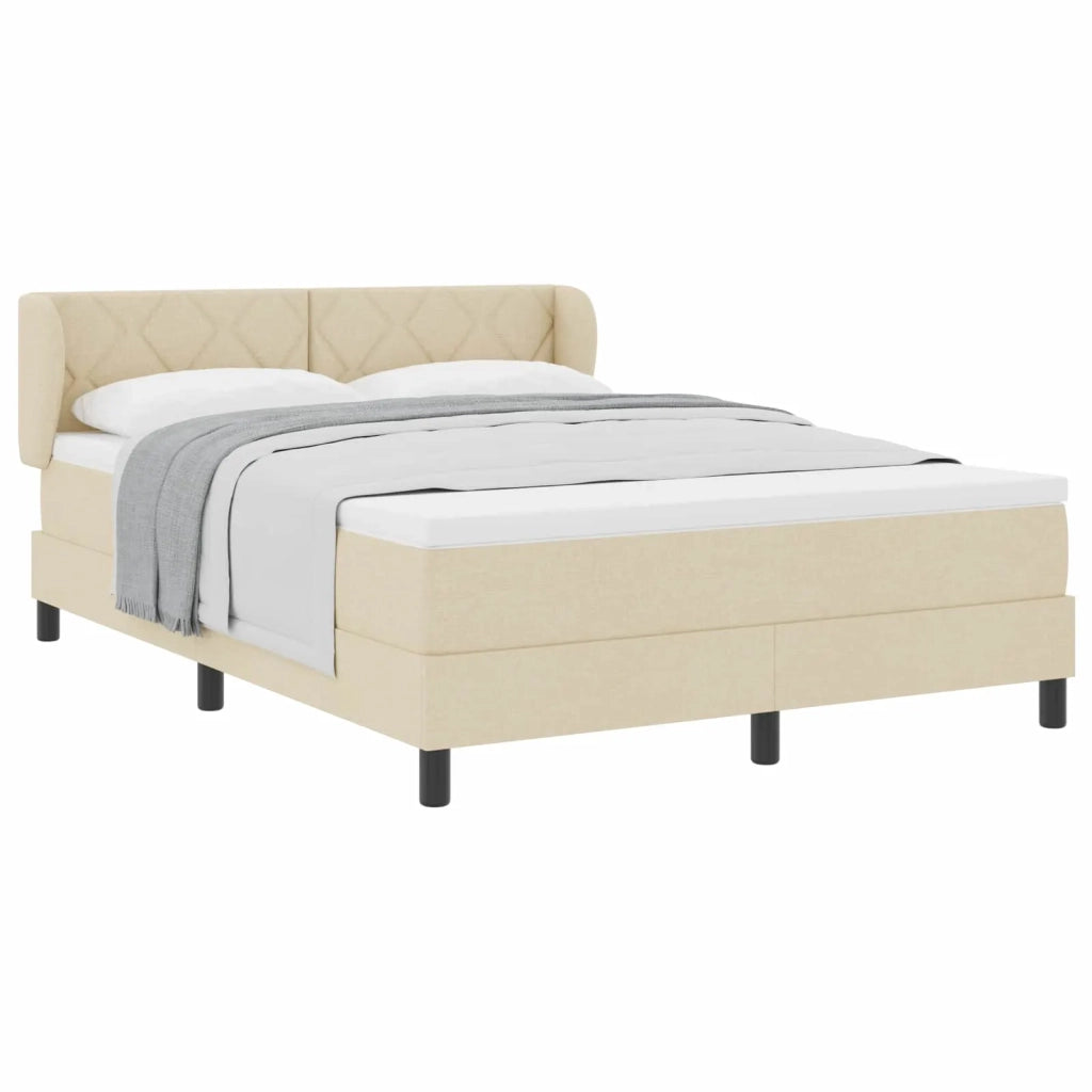 Letto a molle con materasso Crema 160 x 200 cm Tessuto 3340099