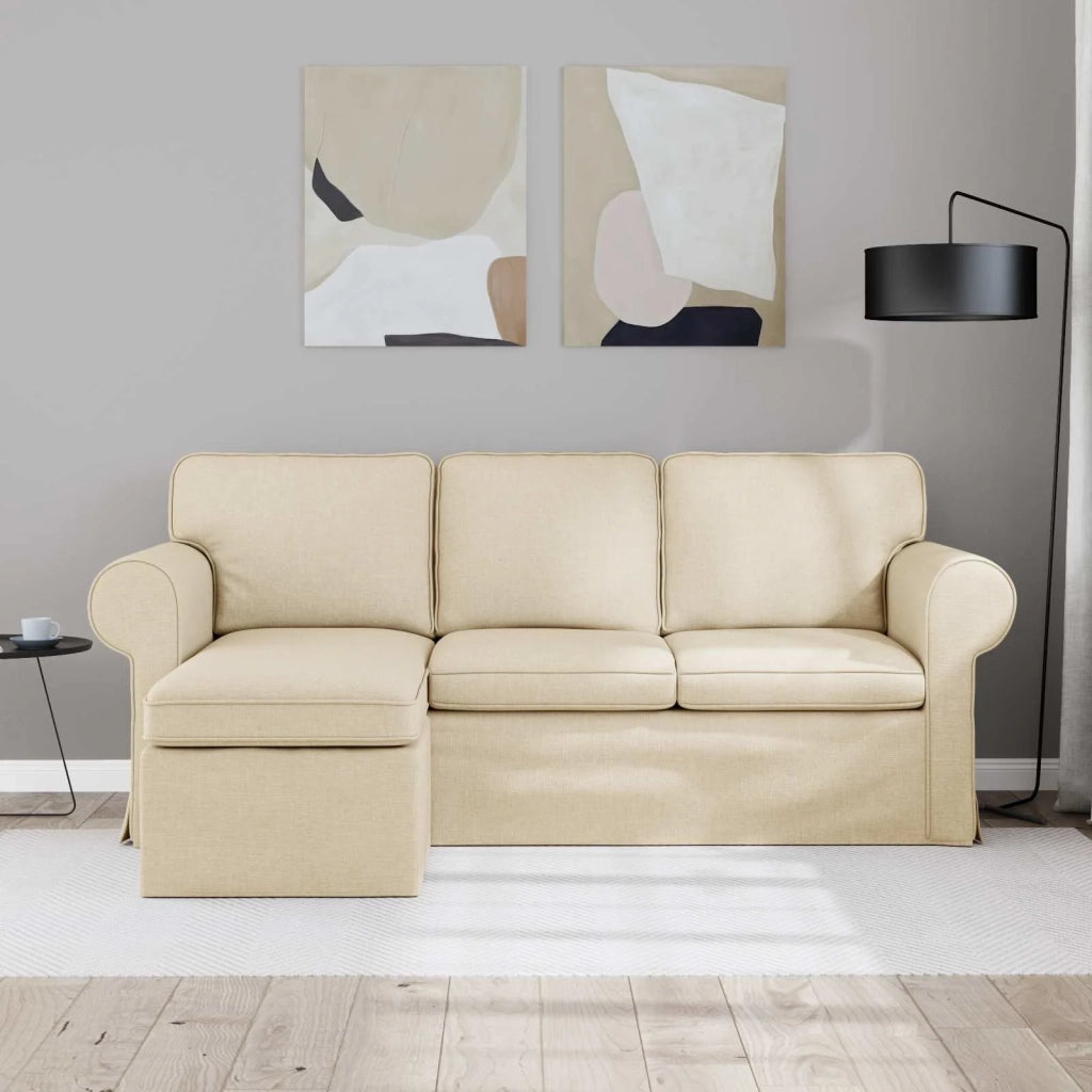 Divano Crema 215 x 138 x 80 cm Tessuto