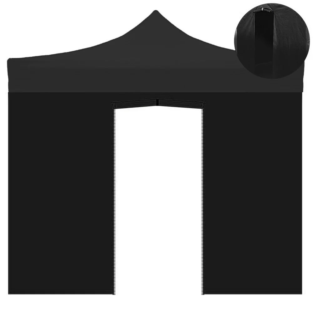 Telo laterale 3x2mt nero impermeabile con porta avvolgibile per gazebo richiudibile