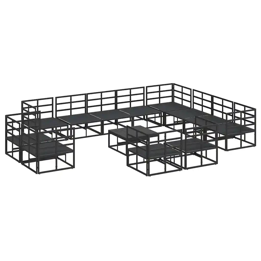 Set Divano da Giardino con cuscino 13 pcs Nero Alluminio 3378935