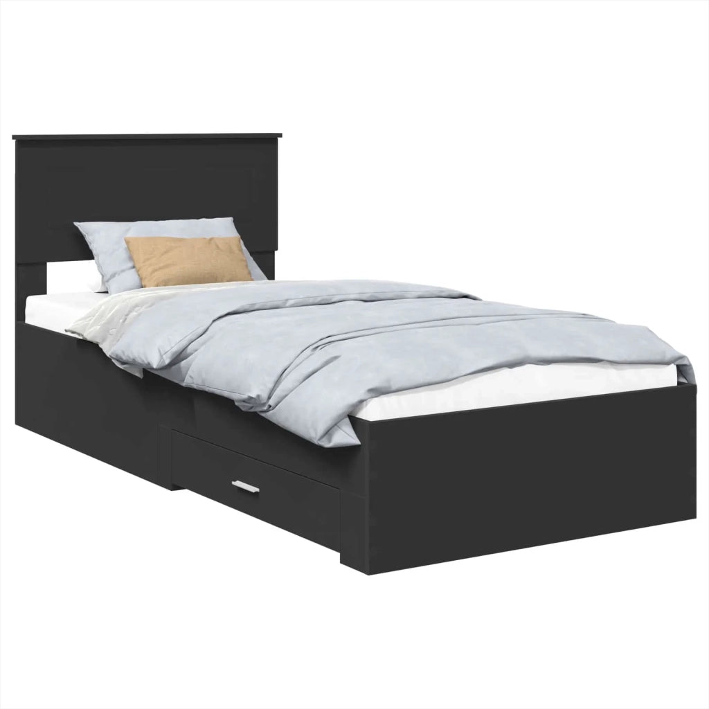 Struttura del letto con testiera Nero e Argento 75 x 190 cm 3408327