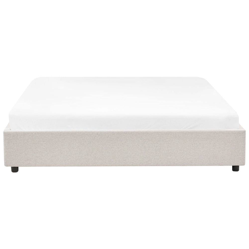 Letto matrimoniale in Tessuto beige chiaro con Cassetti 180 x 200 cm Design tradizionale