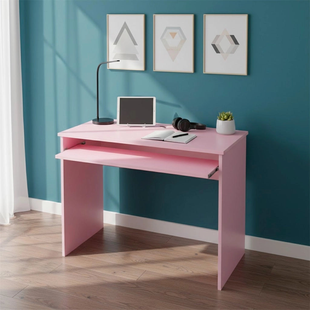 Scrivania Per Cameretta Postazione Desk PC Studio Ufficio Design Moderno Con Piano Scorrevole Piedini ABS Ideale Per Studio Compiti E Lavoro Quotidiano 90 x 54 x 79 Cm Rosa