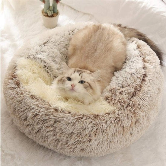 Letto rotondo per gatti e cuccioli con imbottitura morbida e cappuccio caldo e accogliente, con base antiscivolo e lavabile in macchina