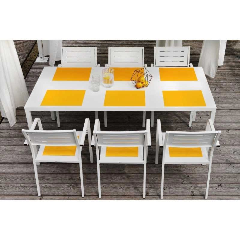 Kit Tavolo Dorio 188x88 h75 + 4 Sedie impilabili con Braccioli Dorio Antracite
