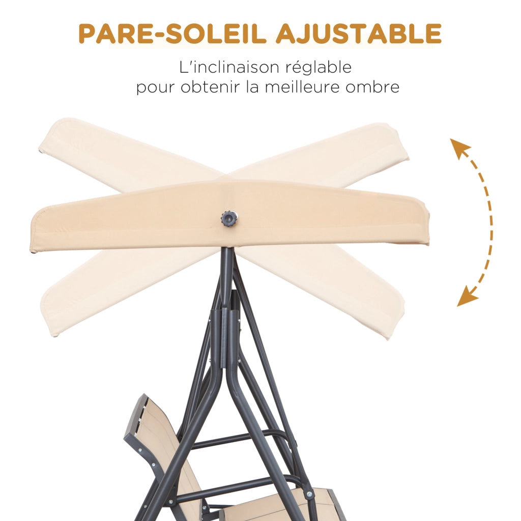 Amaca da giardino 3 posti ¨C zephmum ¨C beige, tessuto, acciaio