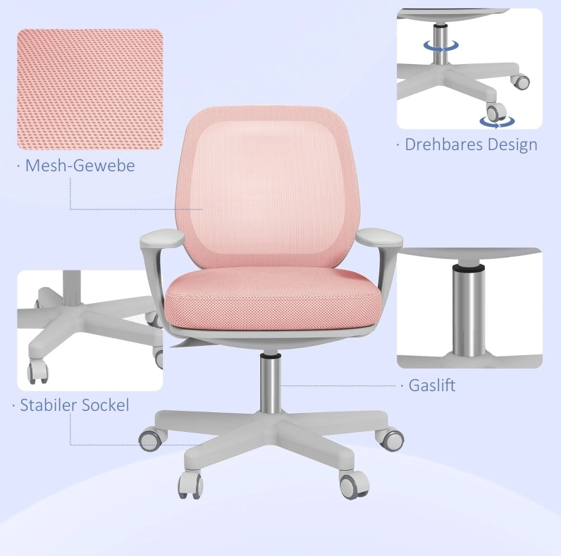 Sedia da ufficio ergonomica rosa regolabile