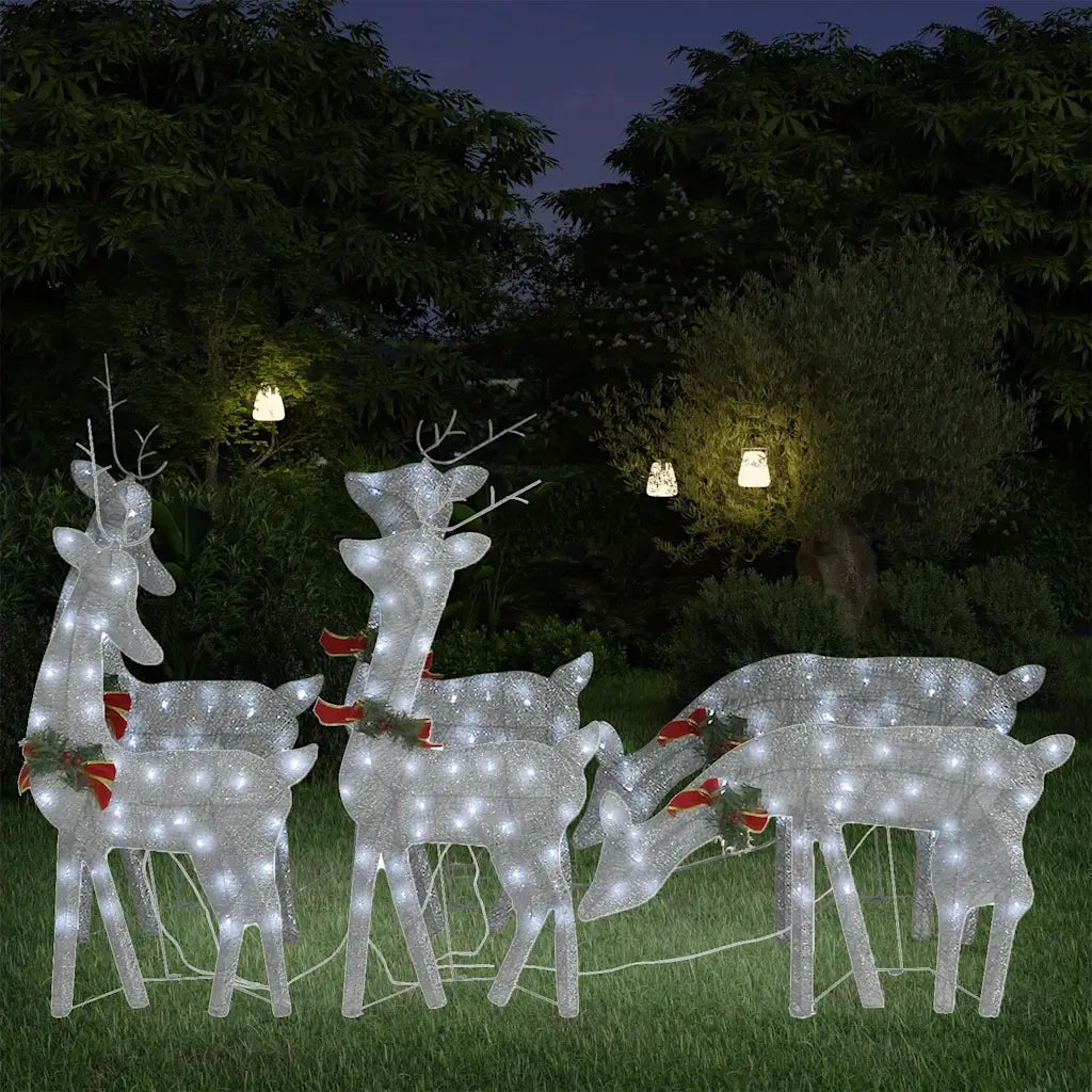 Renne di Natale 6 pz Argento Bianco Freddo in Rete CFW3696880