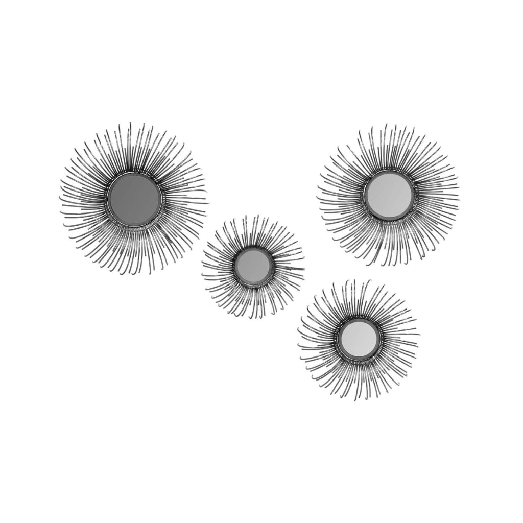 Set di 4 Specchi da Parete Duke in Ferro Argentato