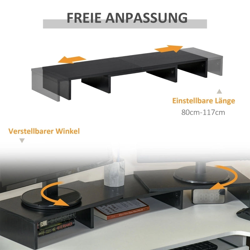 SUPPORTO MONITOR Regolabile 80-117 x 23,5 x 10 cm Legno Nero