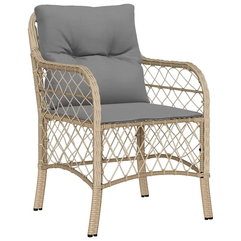 Set Pranzo da Giardino 9 pz con Cuscini Beige Misto Polyrattan 3212079