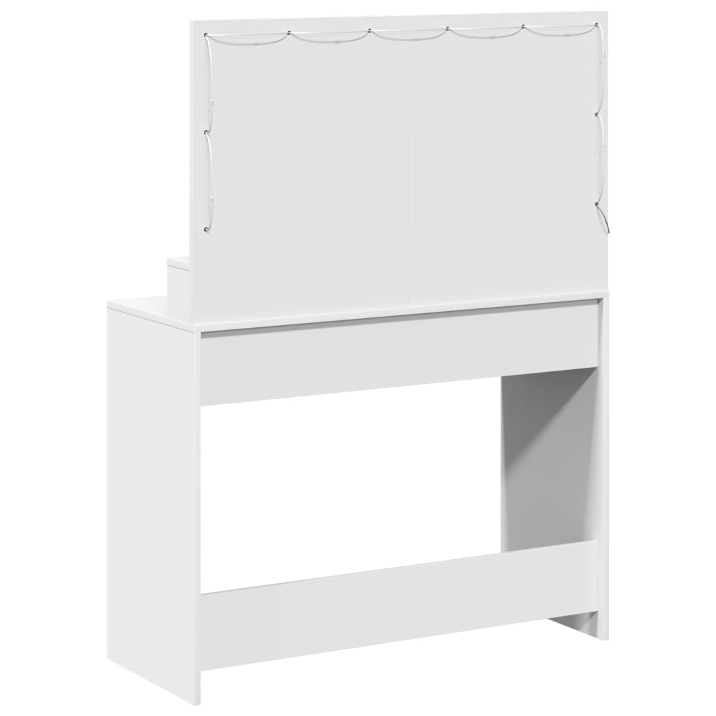 Tavolo da Trucco Bianco con Luci LED - 100x41x135 cm