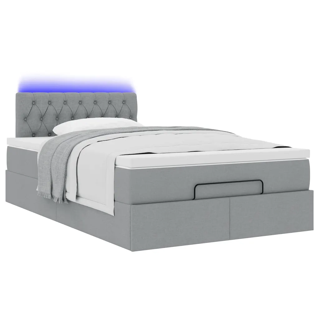 Pouf Letto con Materasso Grigio Chiaro 120x200 cm in Tessuto 3312381