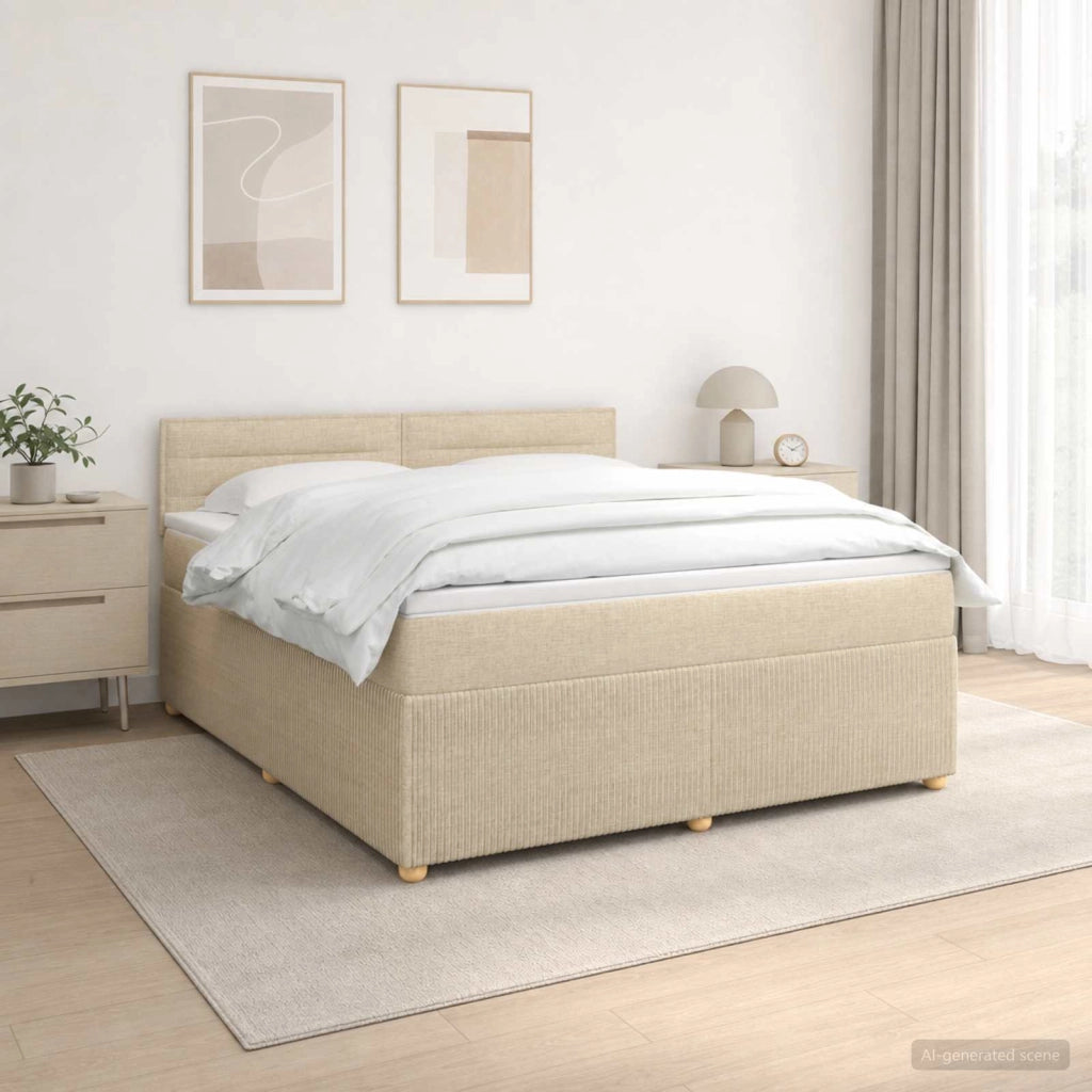 Letto box spring con materasso Crema 140 x 200 cm Tessuto 3452944