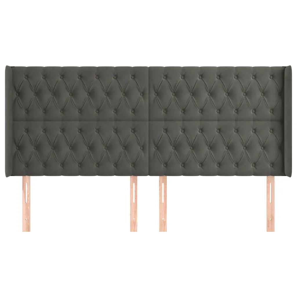 Testiera | Testata ad Orecchio GrigioScuro 183x16x118/128 cm in Velluto