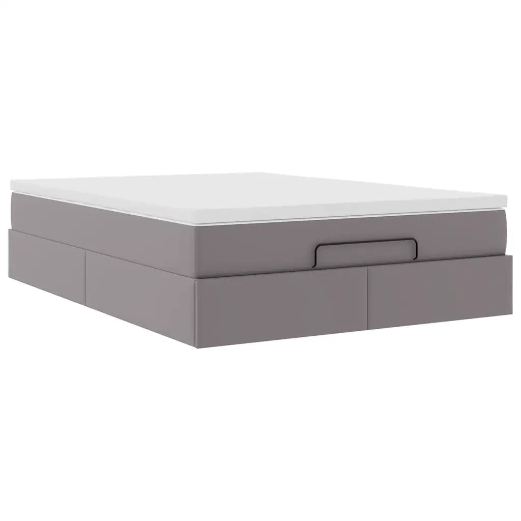 Struttura Letto Pouf con Materasso Grigio 140x190 cm Similpelle 3311039