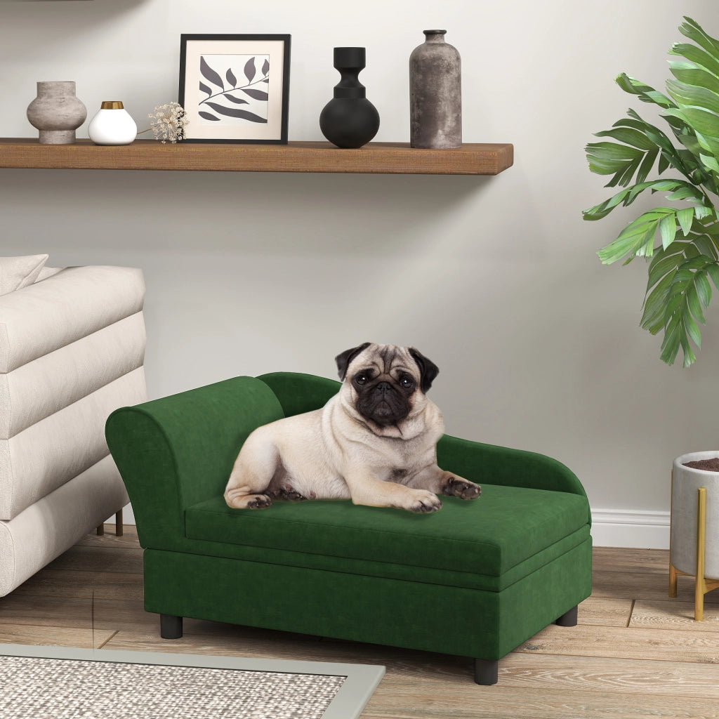Divano per cani e gatti con contenitore ¨C zephmum ¨C verde 76x45x43 cm