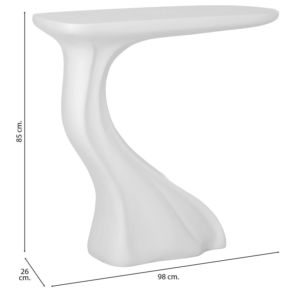 Mobile da ingresso in legno bianco e metallo 98x26x85h cm