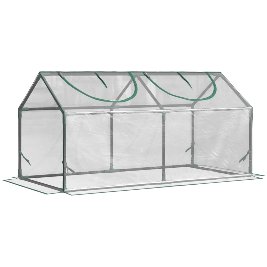 Mini Serra da Giardino con 2 Finestre 119x60x60 cm Copertura PVC Anti-UV Trasparente