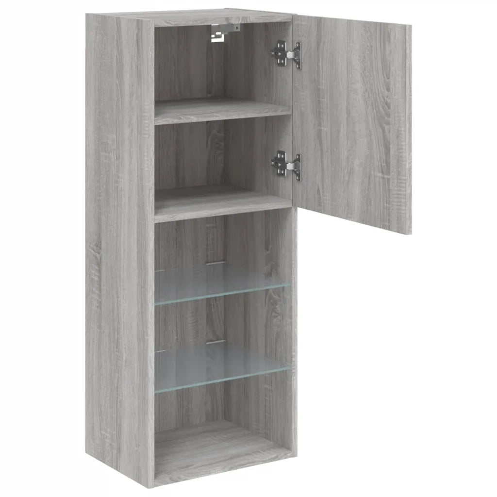 Mobile TV con Luci LED-Credenza TV-Console TV Grigio Sonoma 40,5x30x102 cm