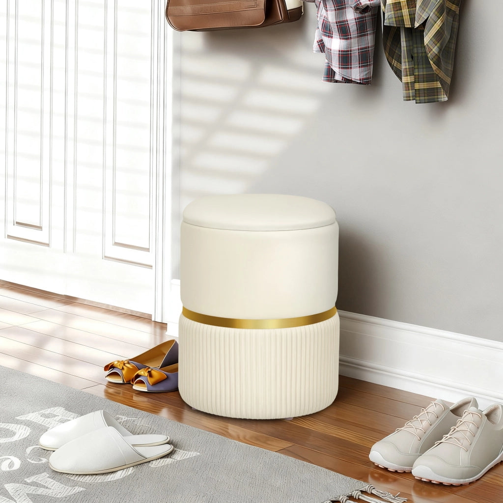 Pouf con ripostiglio in velluto ¨C zephmum ¨C 36x36x44 cm beige