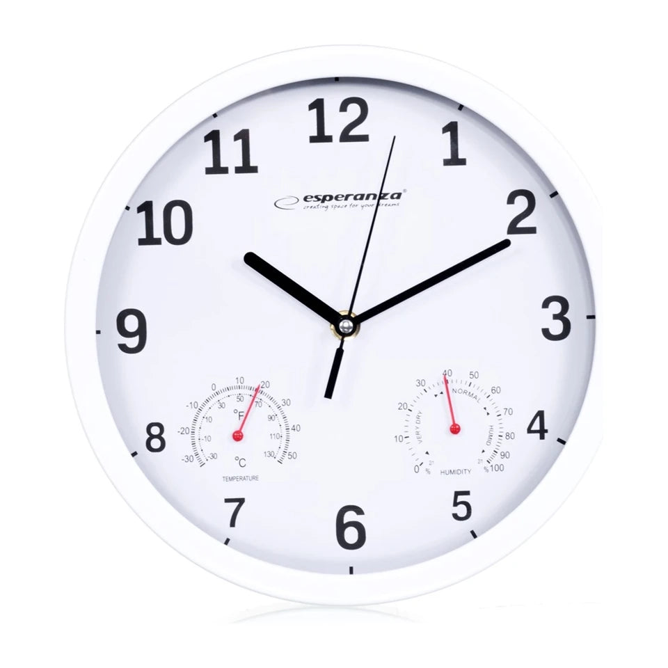 Orologio da parete meccanico Esperanza EHC016W, bianco, rotondo
