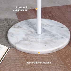 Appendiabiti da Terra 35x35x170 cm 8 Ganci Base Rotonda in Marmo Bianco