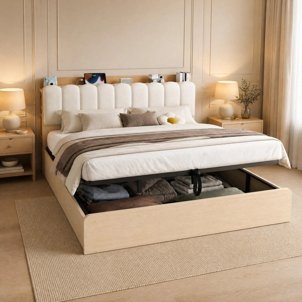 Letto matrimoniale 180x200 con contenitore idraulico e USB