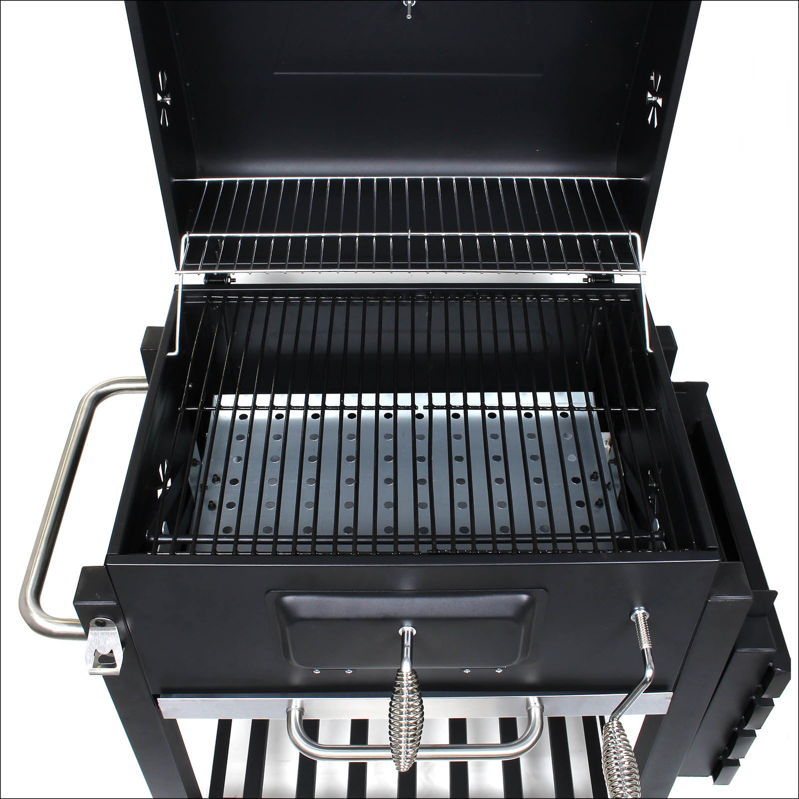 Barbecue a carbone carrellato con coperchio termometro altezza carbone regolabile BBQ a carrello
