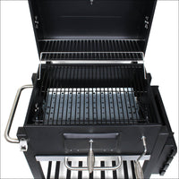 Barbecue a carbone carrellato con coperchio termometro altezza carbone regolabile BBQ a carrello