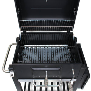 Barbecue a carbone carrellato con coperchio termometro altezza carbone regolabile BBQ a carrello