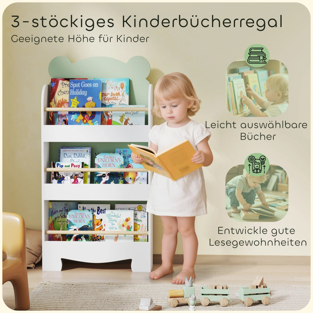 Libreria per Bambini con Orsetti ¨C zephmum ¨C Verde 55x15x110 cm
