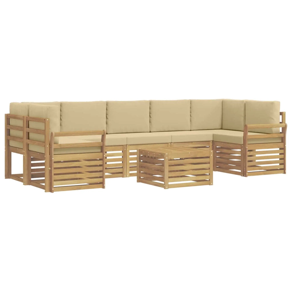 Set di divani da esterno 8 pcs Bianco e Beige Poliestere 3391558
