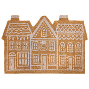 Zerbino in fibra di cocco naturale con fondo in gomma 60 x 90 cm Natale Xmas Gingerbread House Motivo festivo Antiscivolo
