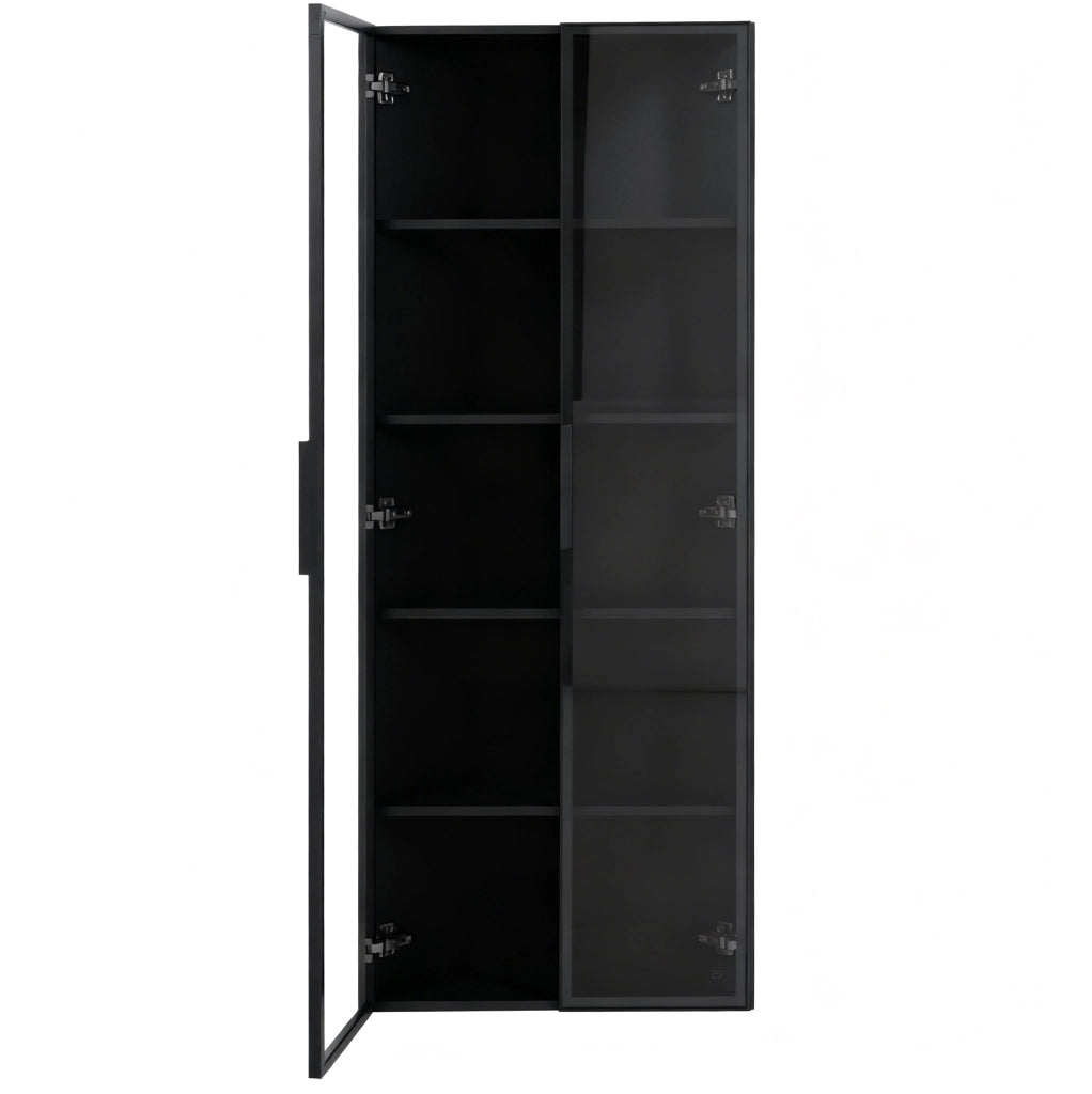 Vetrina angolare LED 62 x 35 x 160 cm in MDF e vetro nero
