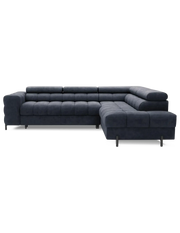 Divano letto Blu scuro FERRUM 5 posti angolo destro grande formato 276x93x200cm