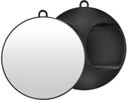 Specchietto professionale per barbiere - Manicure con manico - Specchio rotondo - Portatile - 28 cm - Nero