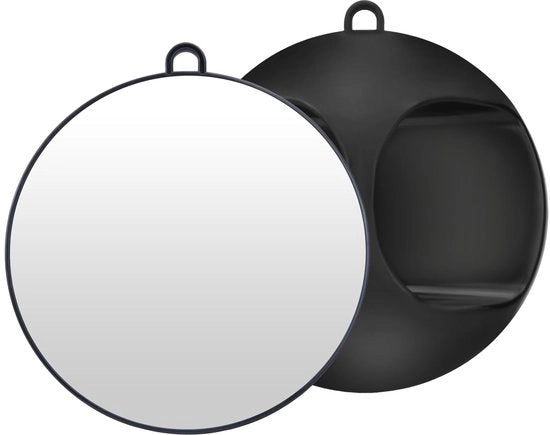 Specchietto professionale per barbiere - Manicure con manico - Specchio rotondo - Portatile - 28 cm - Nero