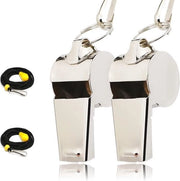 2-Pack Flauto Sportivo in Acciaio Inossidabile, Flauto Sportivo Metallico con Cordoncino, Suono Largo e Chiara per Arbitri, Allenatori, Insegnanti, Polizia, Allenamento, Sport All'Aperto