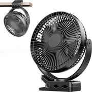 Ventilatore portatile USB caricabile 8 pollici per camping con batteria 10000 mAh - 4 velocità - rotazione 720° - utilizzo in casa, ufficio e passeggino