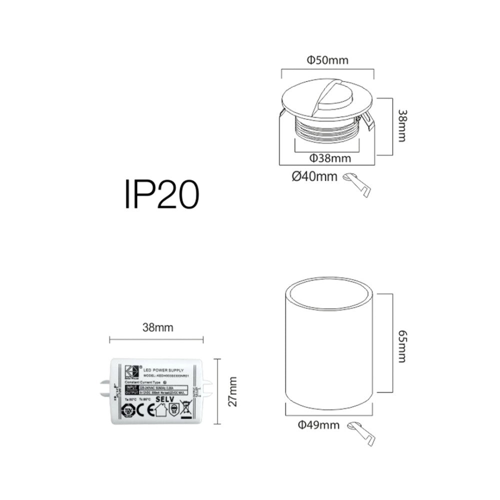 Ilo - Luce da incasso segnapasso LED Beneito & Faure - 2W, Luce calda 3000K, 120° - Applique da incasso circolare Nera