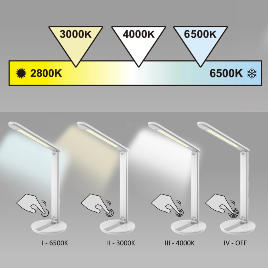 Lampada scrivania LED 8W dimmerabile 3000-6500K nera Polux