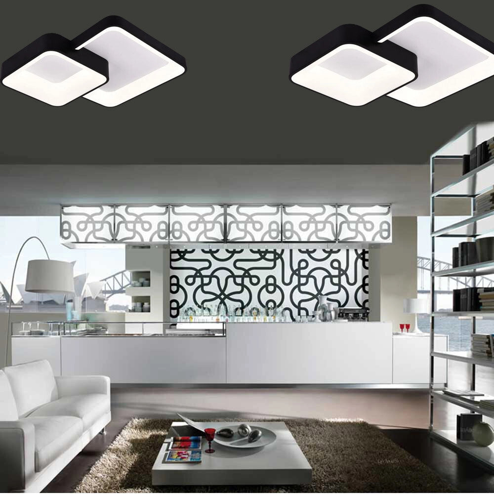 Trade Shop - Plafoniera Soffitto Led 58w 2 Quadrati Lampadario Cct 3 Colorazioni 3000k A 6500k C59-3c -