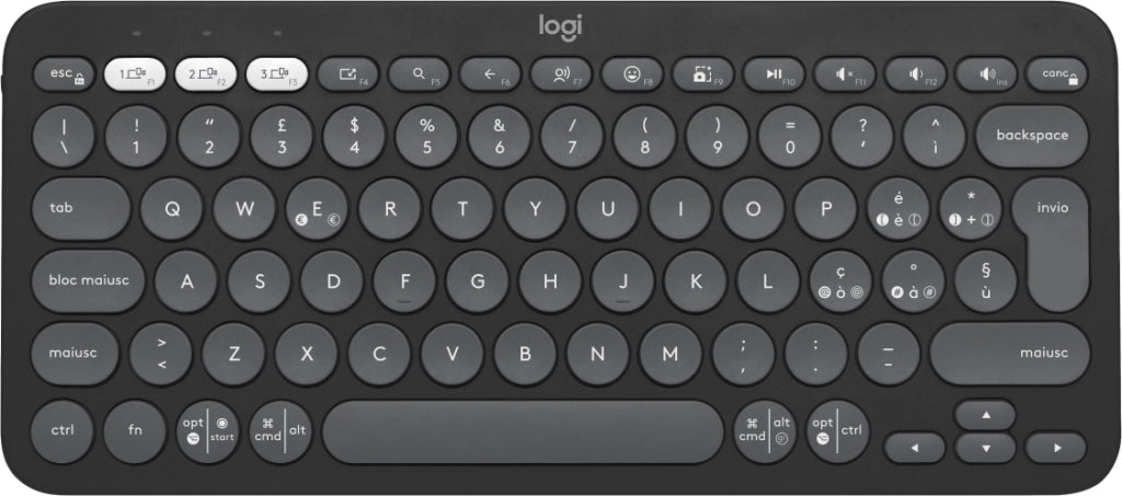 Logitech pebble keys 2 k380s tastiera universale rf senza fili + bluetooth qwerty italiano grafite - 920-011819