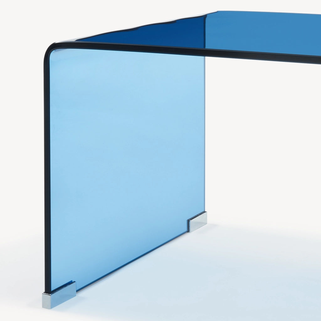 Tavolino da Salotto Varlofrek in Vetro 50 x 50 x 50 cm - Blu [en.casa]