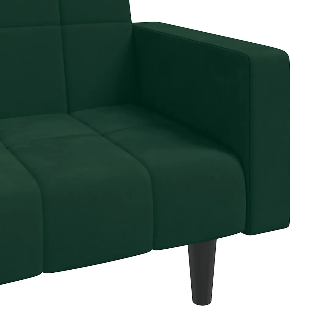 Divano letto | Sof¨¤ letto | Letto singolo a 2 Posti con 2 Cuscini Verde Scuro in Velluto