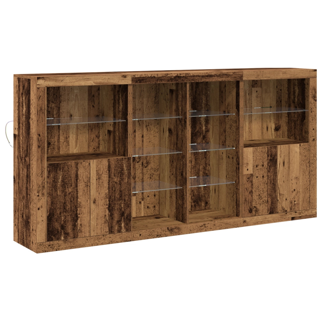 Credenza con luci LED Legno Vecchio 202x37x100 cm