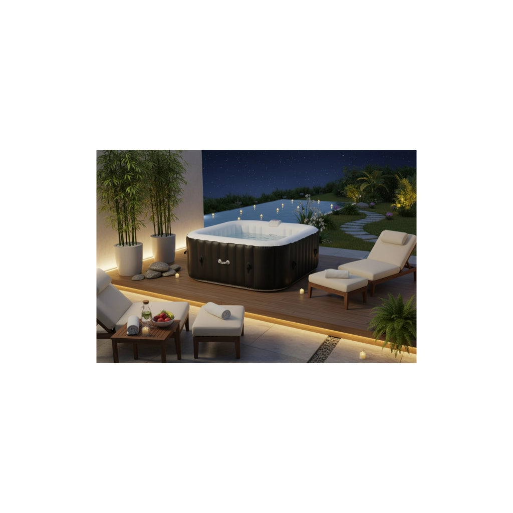 Ospazia Spa gonfiabile quadrata a 6 posti - - Dimensioni: 185 x 185 cm - Filtro e copertura inclusi