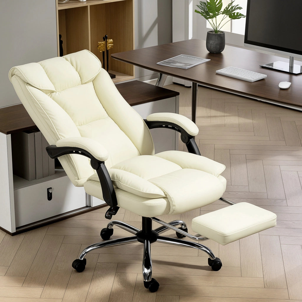 Sedia da ufficio ergonomica reclinabile con poggiapiedi ¨C Zephmum ¨C Beige